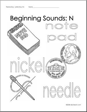 Beginning sounds poster letter n