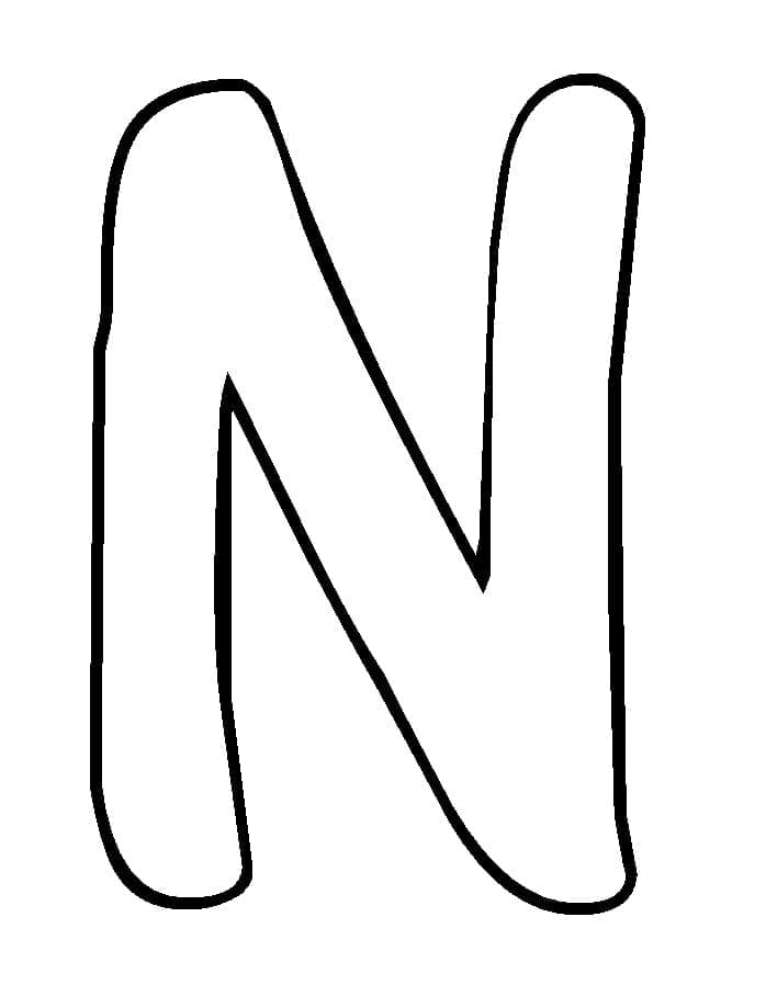 Basic letter n coloring page