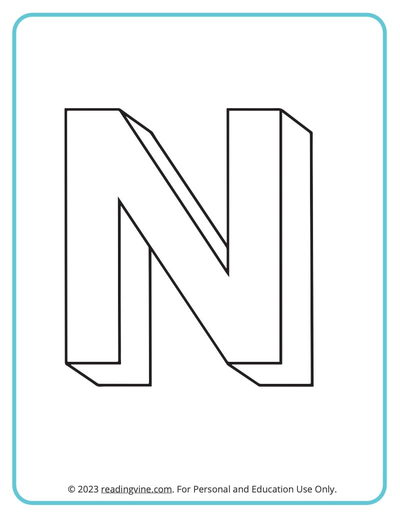 Letter n coloring pages