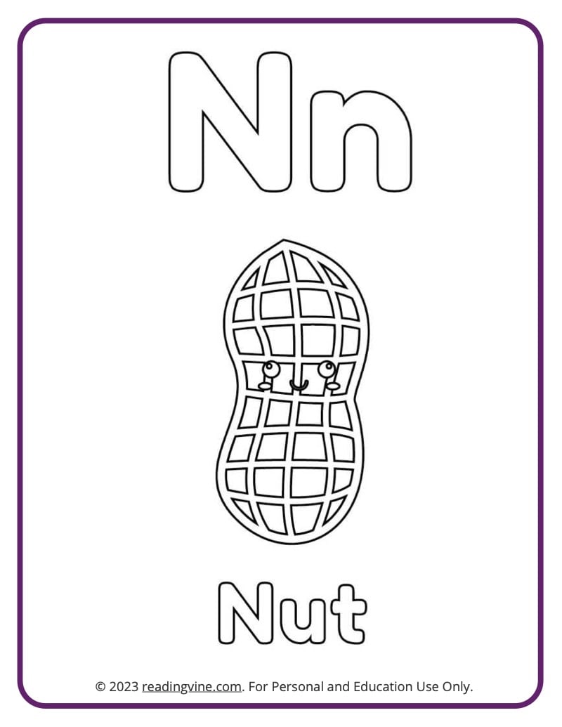 Letter n coloring pages