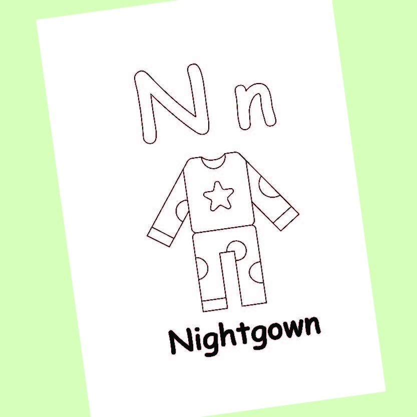 Letter n coloring abc coloring