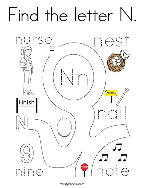 Find the letter n coloring page