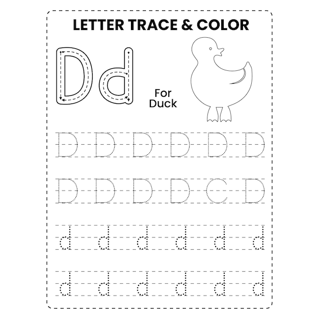 Premium vector letter tracing or alphabet tracing and color page for kids printable premium vector