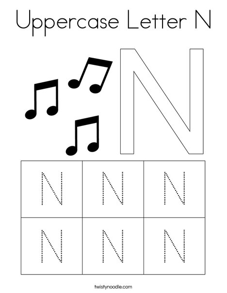 Uppercase letter n coloring page