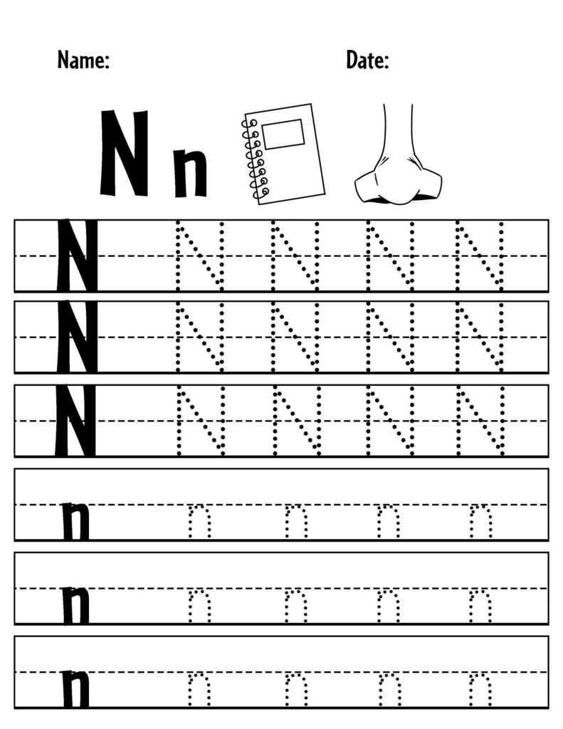 Free letter n worksheets for preschool â the hollydog blog
