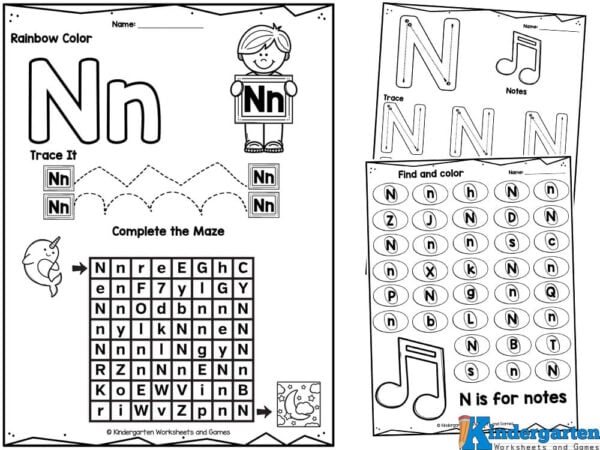 Free printable letter n worksheets for kindergarten