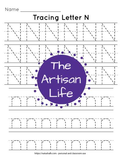 Free printable letter n tracing worksheet n is for narwhal