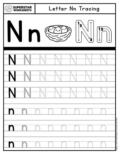 Letter n worksheet