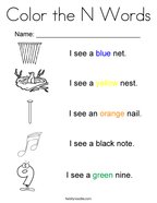 Letter n coloring pages