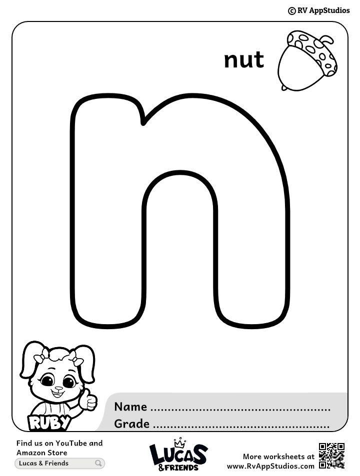 Alphabet n coloring pages