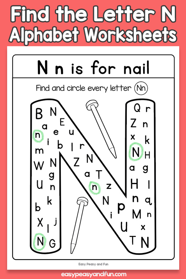 Find the letter n worksheets â easy peasy and fun hip