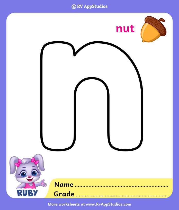 Alphabet n coloring pages