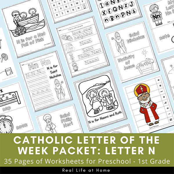 Letter n â catholic letter of the week worksheets and coloring pages