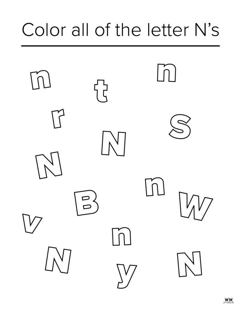 Letter n worksheets