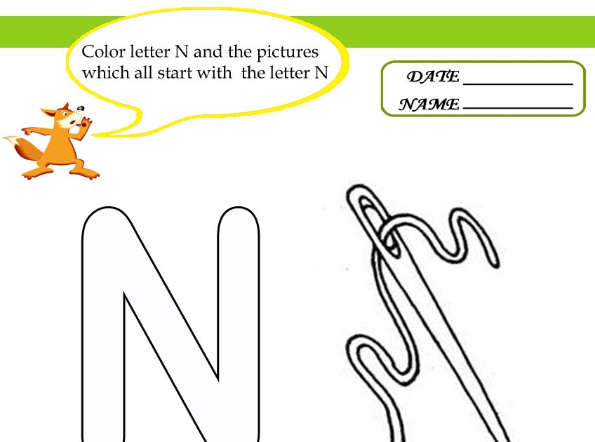 Kids under letter n worksheets and coloring pages