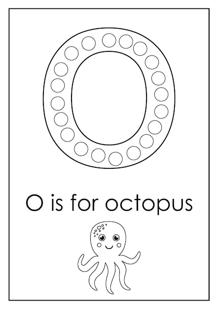 Premium vector learning english alphabet for kids letter o dot marker activity