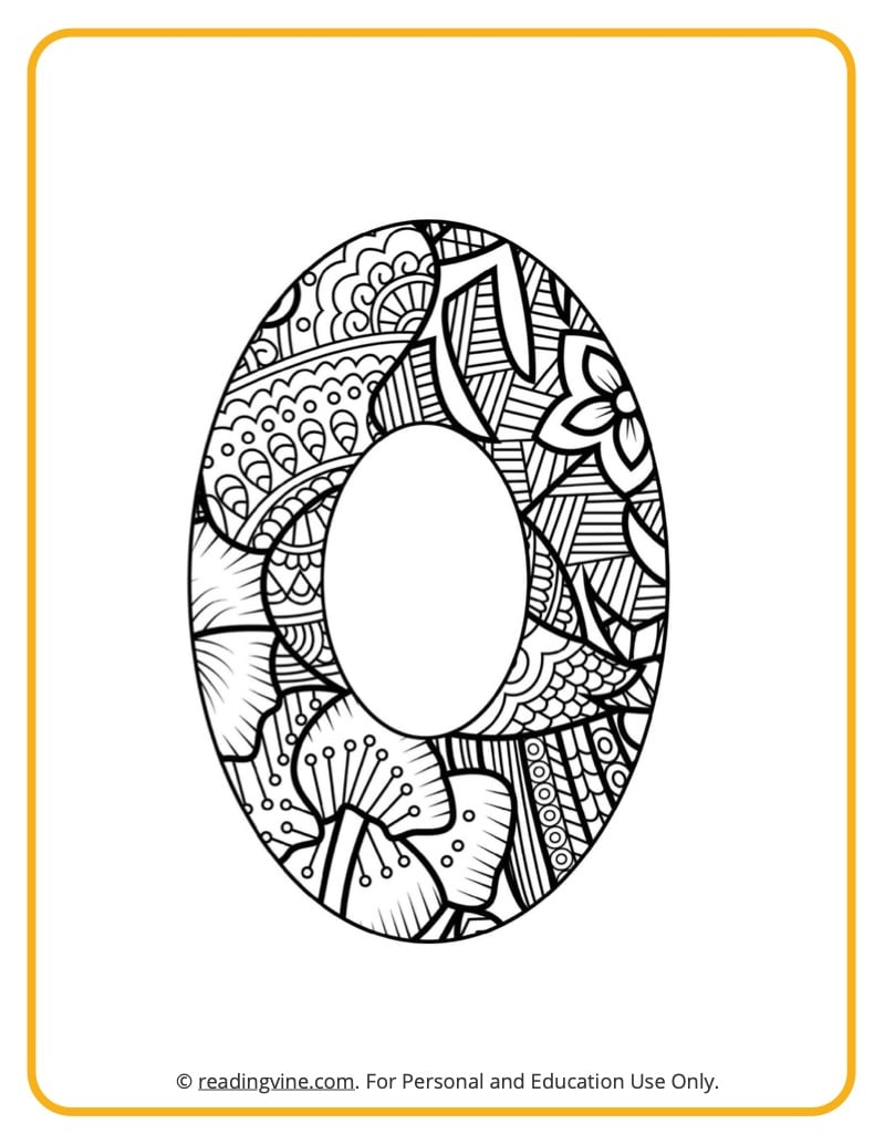 Letter o coloring pages