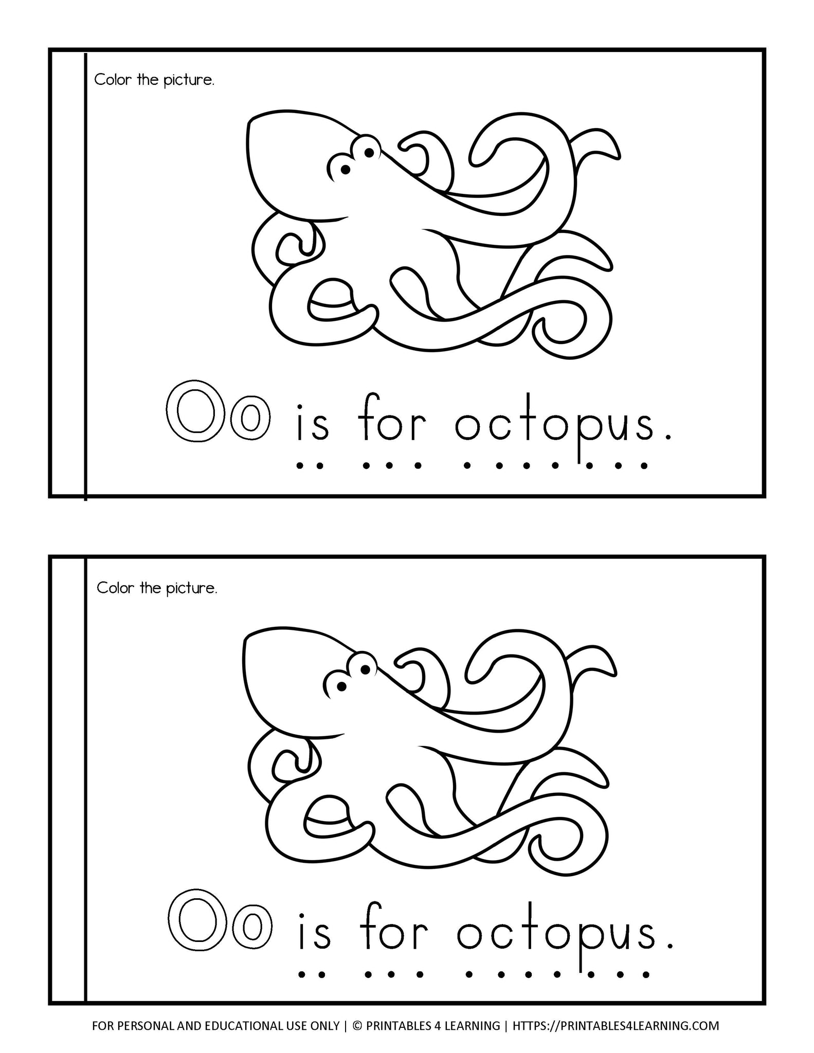 Letter o emergent reader coloring book â printables learning