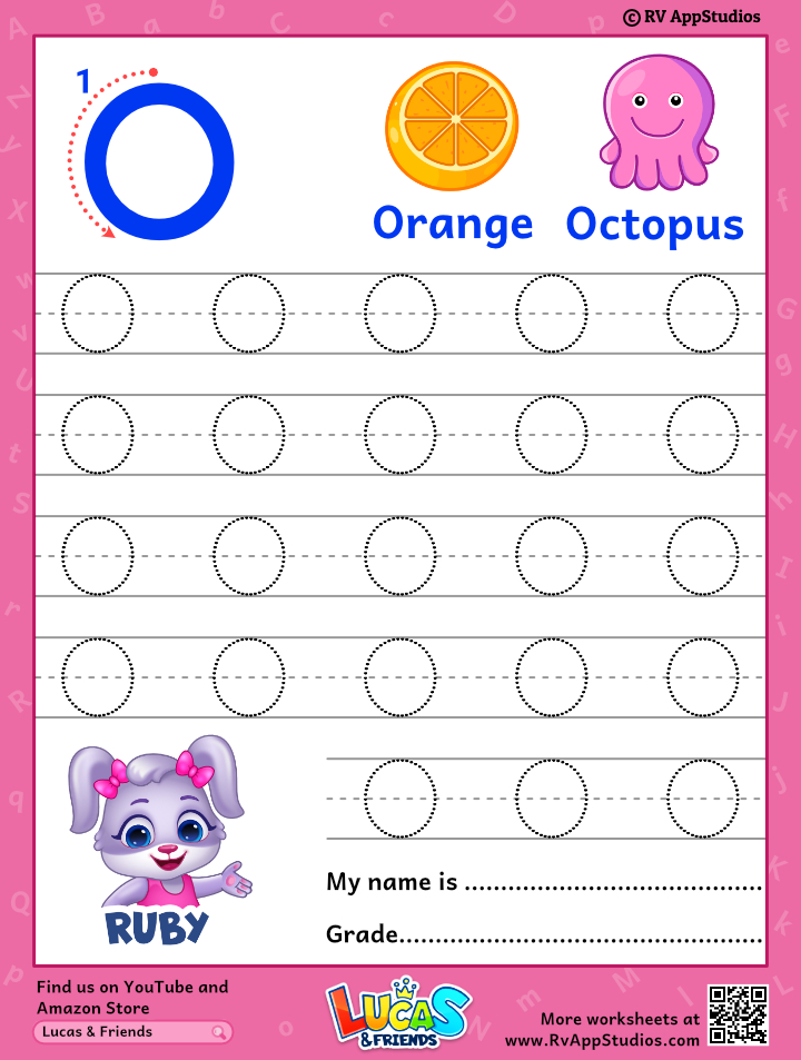 Capital letter o tracing worksheet trace uppercase letter o