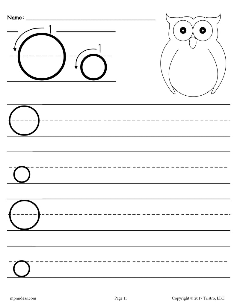 Printable letter o handwriting worksheet â