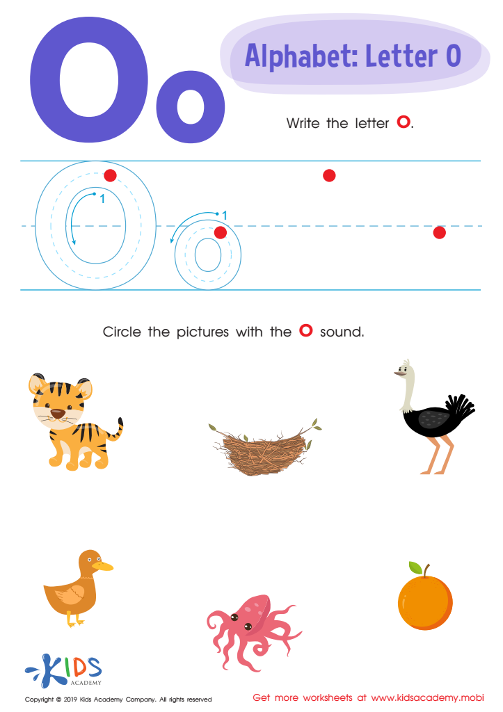 Letter o tracing worksheet free printable pdf for children