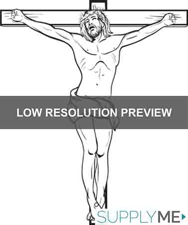 Jesus crucified on the cross printable coloring page for kids â