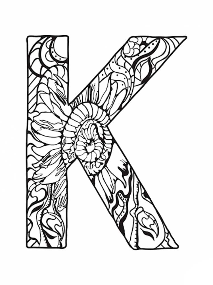 Beautiful letter k coloring page