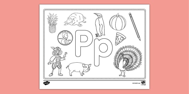 Letter p loring page teacher made