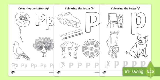 Letter p louring pages teacher made