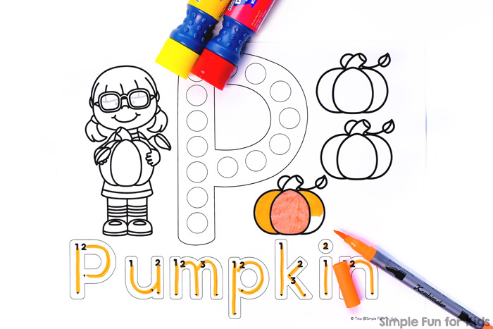 P is for pumpkin dot marker coloring pages