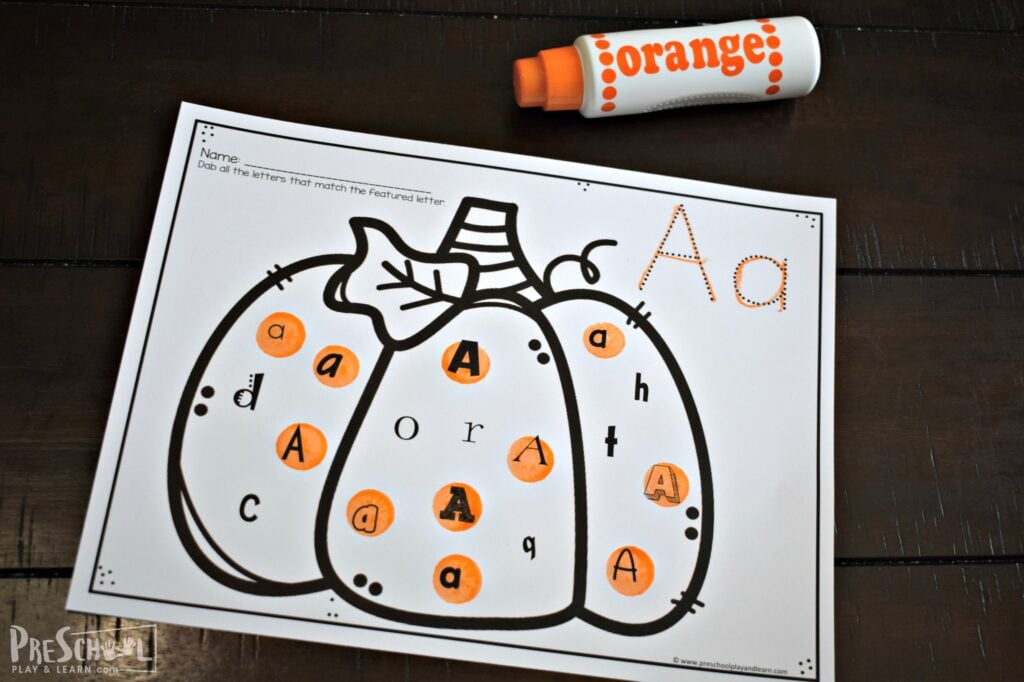 Free printable fall pumpkin find the letter worksheets activity