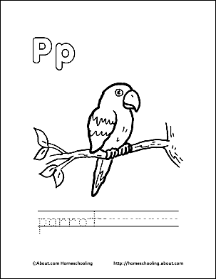 Printable letter p coloring book pages