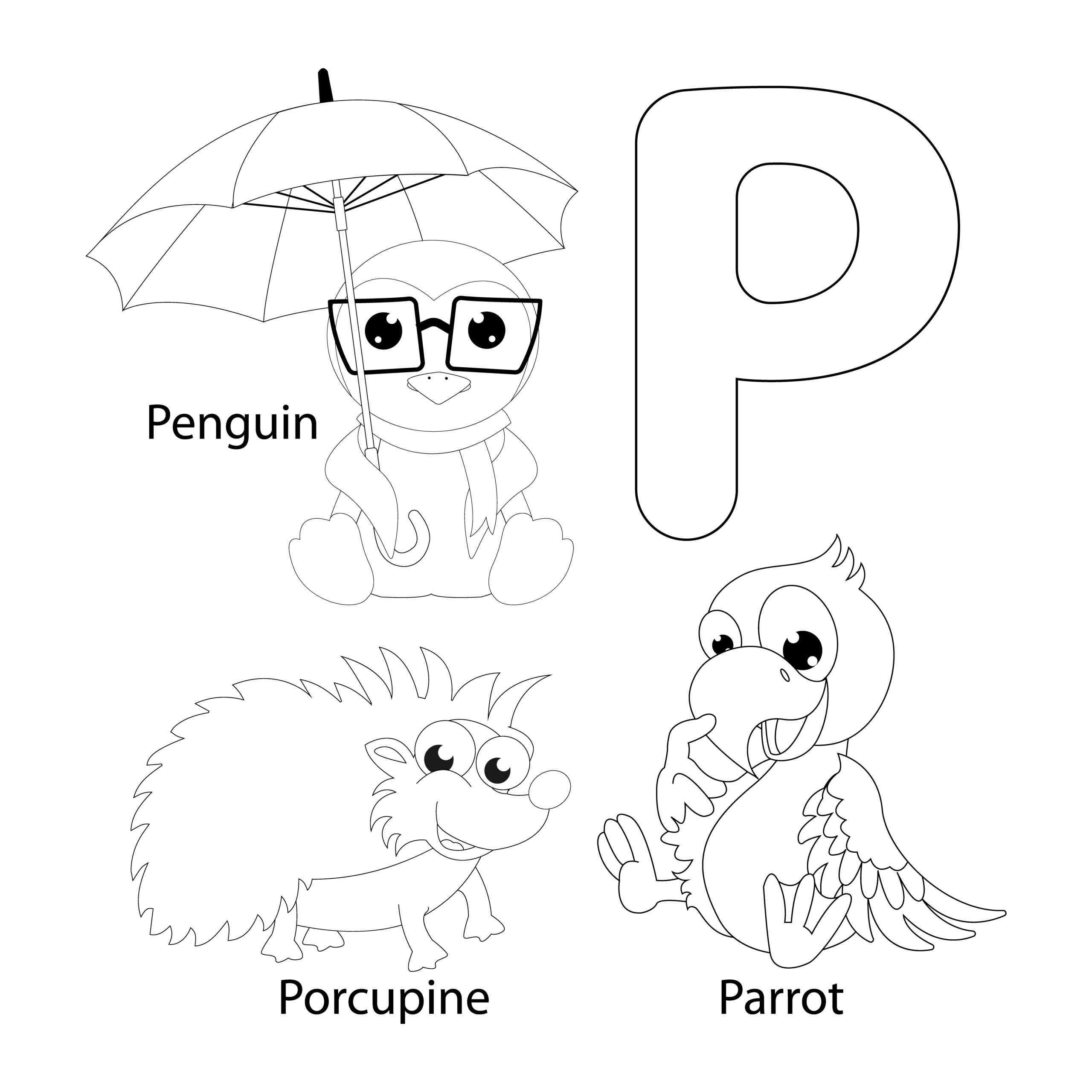Coloring the letter p for children