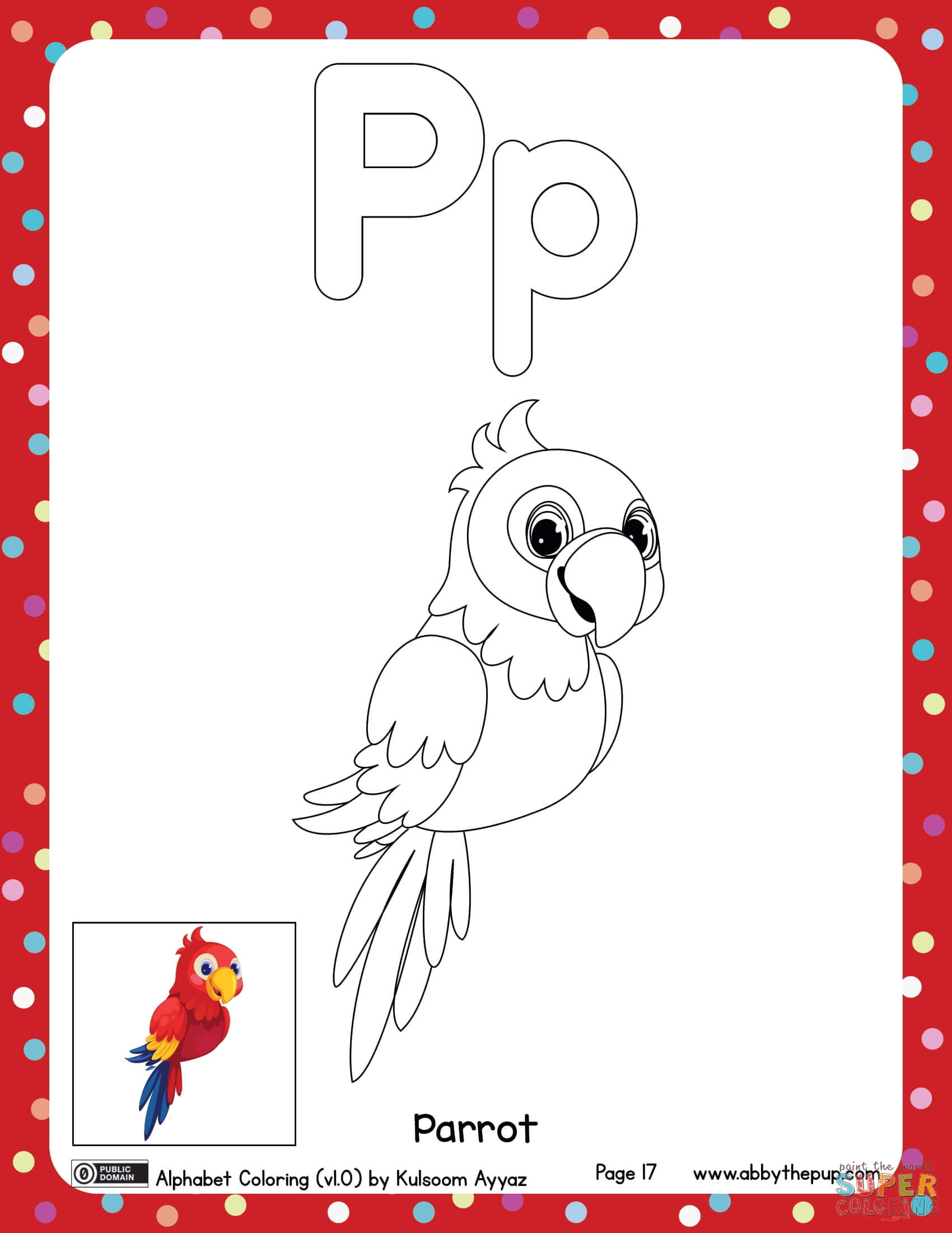 P is for parrot coloring page free printable coloring pages