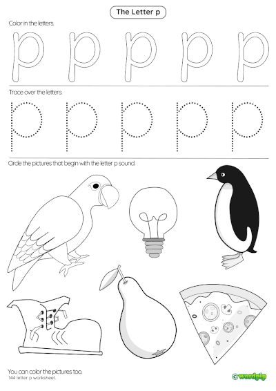 Letter p worksheets