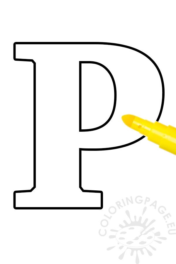 Free letter p template coloring page