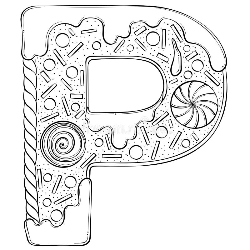 Alphabet gingerbread letter p stock vector