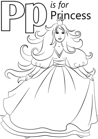 Letter p is for princess coloring page free printable coloring pages