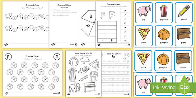 Letter p worksheet and activity pack alphabet ela