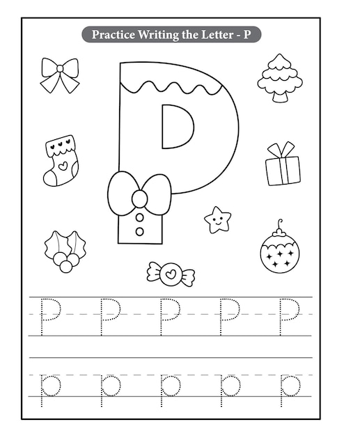 Premium vector fanny alphabet with christmas coloring pages for kids