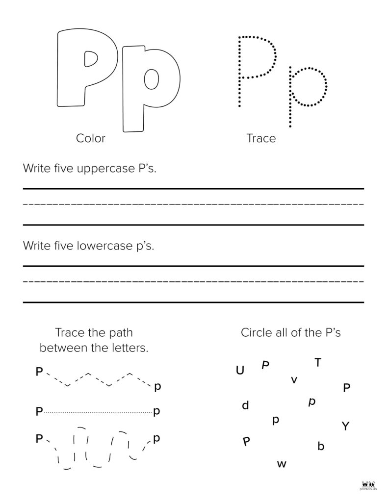 Letter p worksheets
