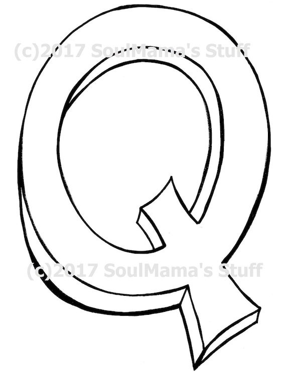 Blank capital letter q coloring page digital download printable alphabet nursery decor teacher supplies homeschool supplies