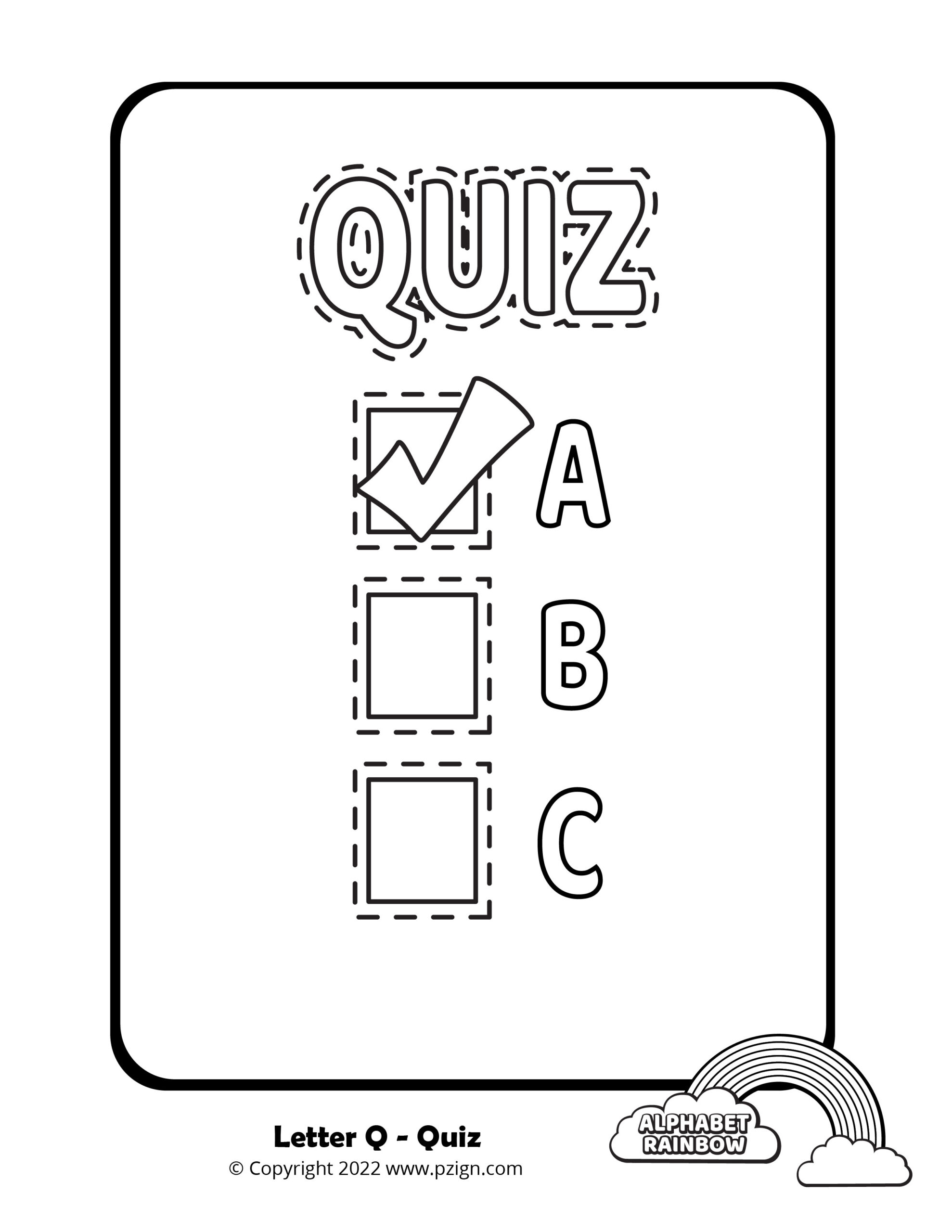 Alphabet rainbow â letter q coloring pages