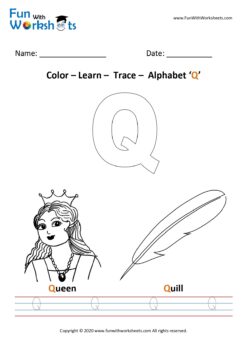 Capital letter q color learn and trace