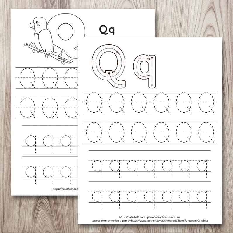 Free printable letter q tracing worksheet q is for quetzal