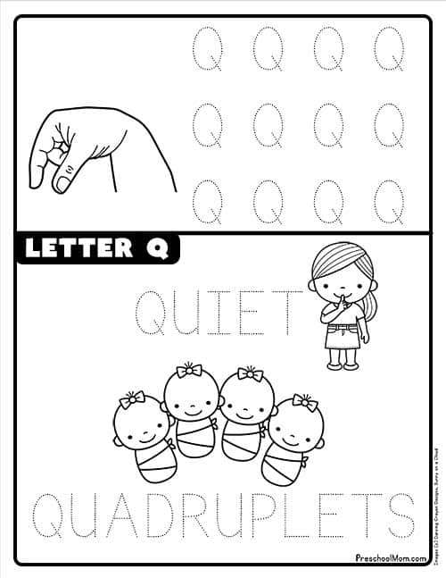 Letter q preschool printables