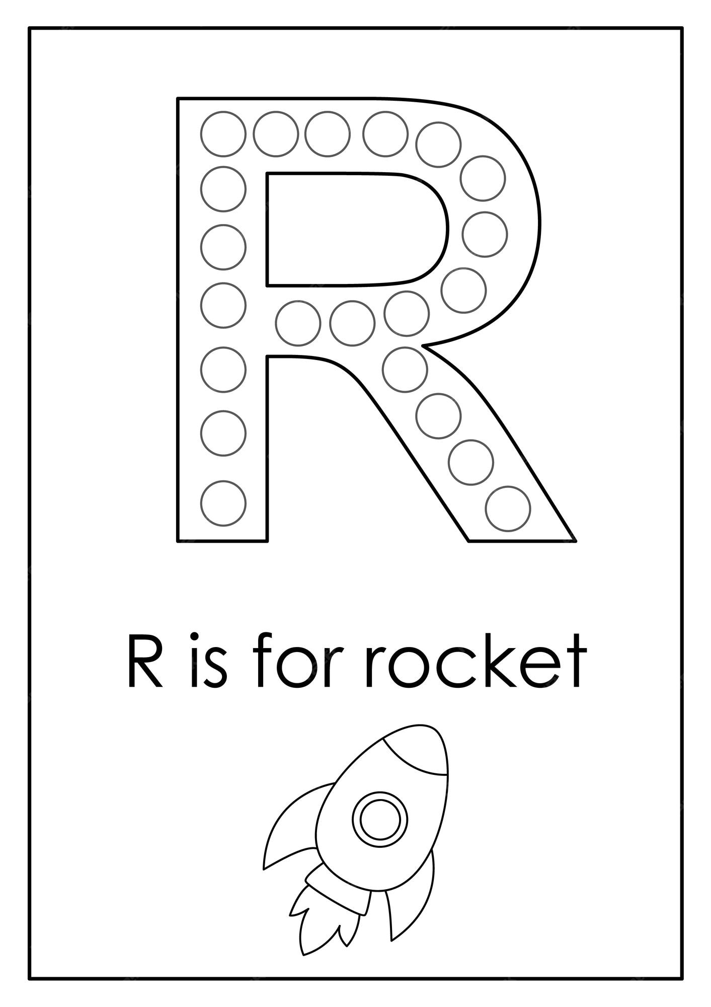 Premium vector learning english alphabet for kids letter r dot marker activity
