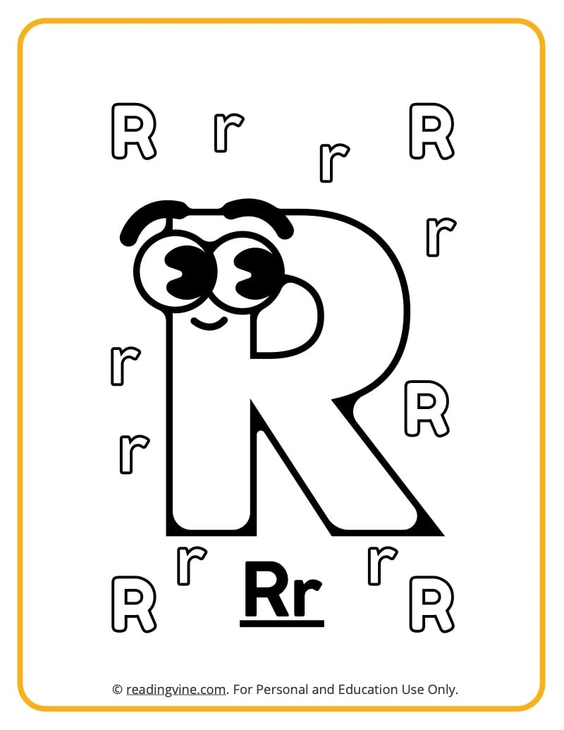 Letter r coloring pages