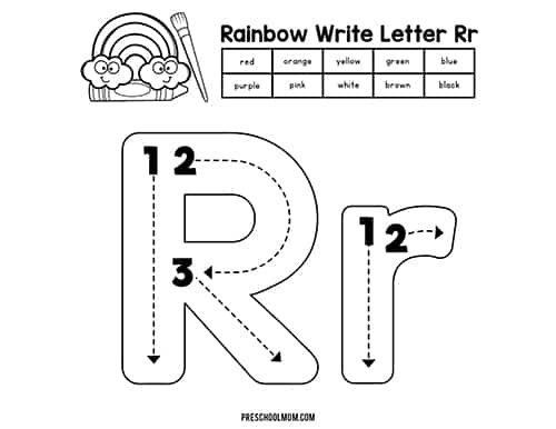 Letter r preschool printables