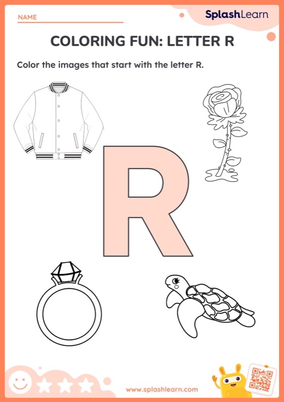 Coloring fun letter r worksheet